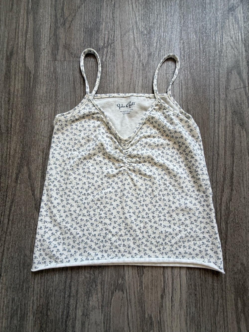 Brandy Melville Cream Tank with Navy Floral Print